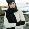 Super Soft Aran Cable Knit Scarf Green N120