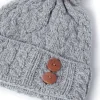 Super Soft Aran Hat with Triskelion Buttons Oatmeal