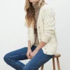 Super Soft Aran V Neck Cardigan Natural