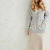 Super Soft Aran V Neck Cardigan Silver