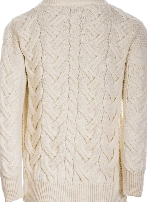 Super Soft Aran V Neck Cardigan Natural