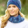 Super Soft Handmade in Ireland Snood and Spiral Hat Set - Blue Mix