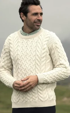 Super Soft Mens Aran Sweater Natural