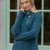 Super Soft Merino Wool Aran Cardigan Teal