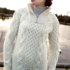 100% Super Soft Merino Wool Half Zip Natural