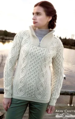 100% Super Soft Merino Wool Half Zip Natural