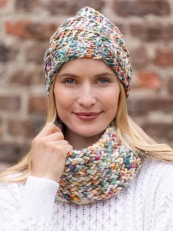 Super Soft Merino Wool Handmade Snood and Hat Set - Multicolour