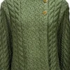 Supersoft Aran Cardigan with 3 buttons - Green