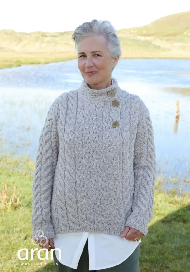 Supersoft Aran Cardigan with 3 buttons - Oatmeal