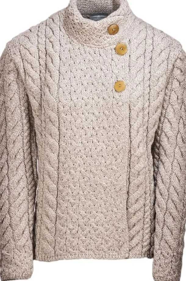 Supersoft Aran Cardigan with 3 buttons - Oatmeal