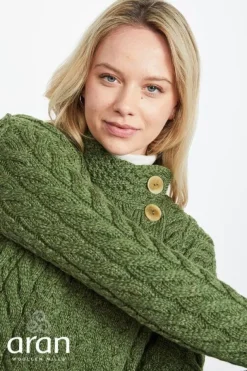 Supersoft Aran Cardigan with 3 buttons - Green