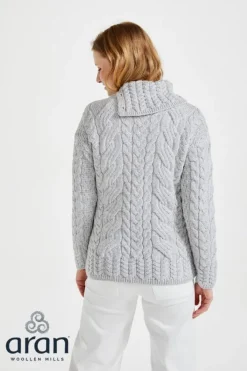 Supersoft Button Neck Sweater - Silver