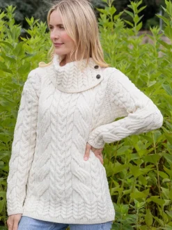 Supersoft Button Neck Sweater - Natural