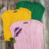 Sweetpea V Neck Aran Vest Sunflower