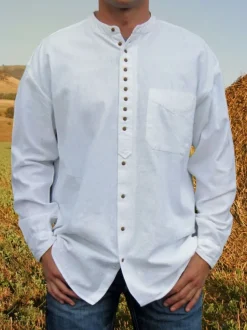 Traditional Grandfather Shirt White