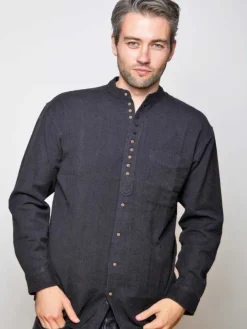 Traditional Grandfather Shirt SW59 Black