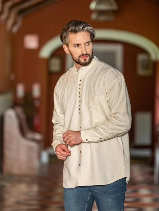 Traditional Grandfather Shirt - Stone