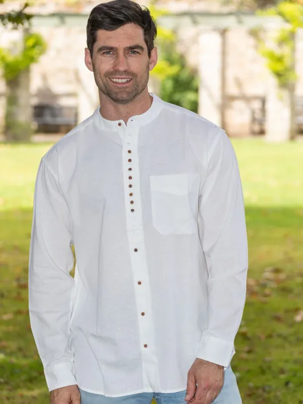 Traditional Grandfather Shirt White