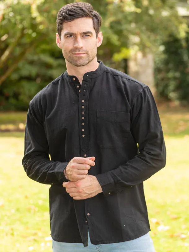 Traditional Grandfather Shirt SW59 Black