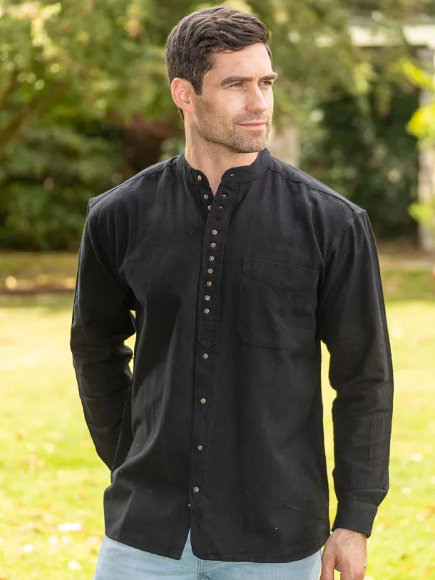 Traditional Grandfather Shirt SW59 Black