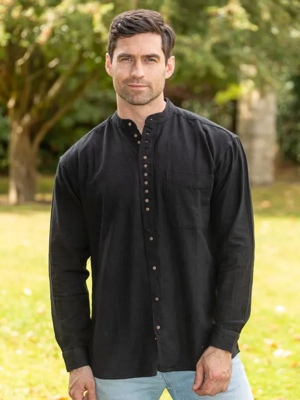 Traditional Grandfather Shirt SW59 Black