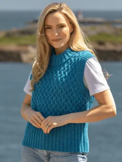 Trellis Crop Vest Blue
