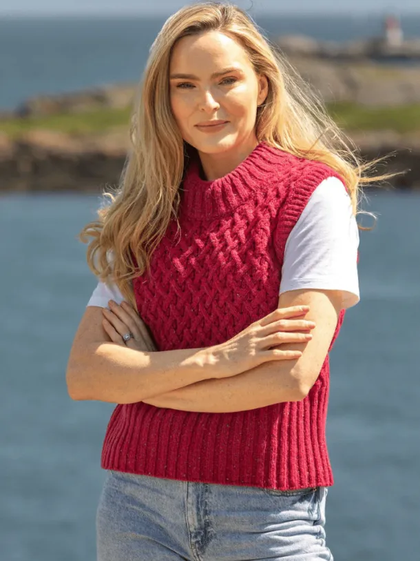 Trellis Crop Vest Bramble Red