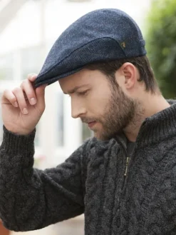 Trinity Flat Cap Blue Herringbone col.34