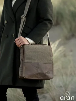 Tweed and Leather Satchel Bag