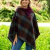 Tweed Poncho with purple collar - Made in Ireland