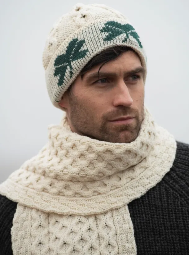 Unisex Aran Hat with Shamrocks