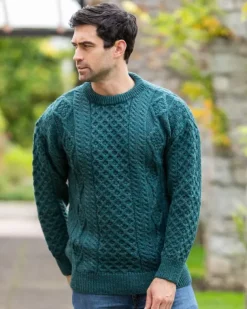 Unisex Aran Sweater Moss Green