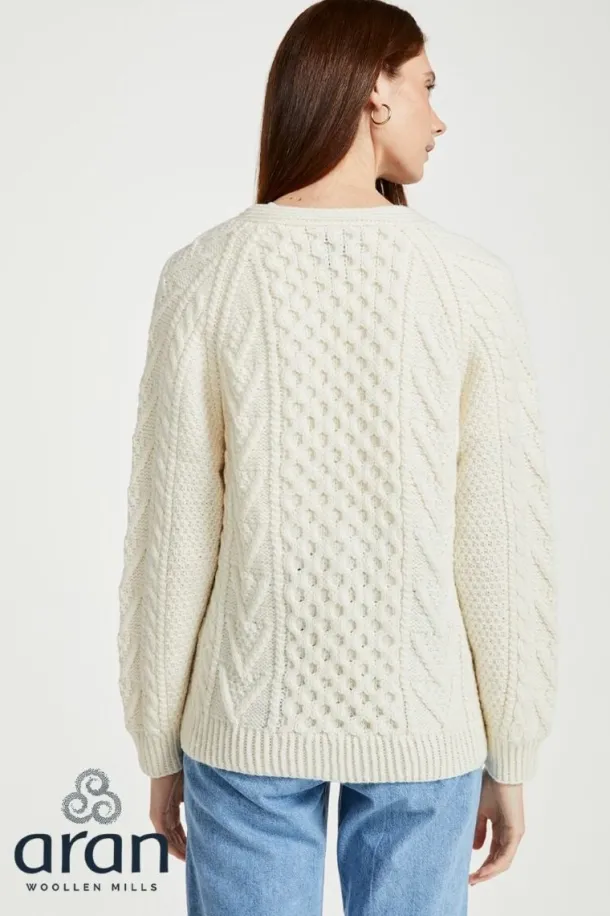 Unisex Handknit V-Neck Button Cardigan - Natural