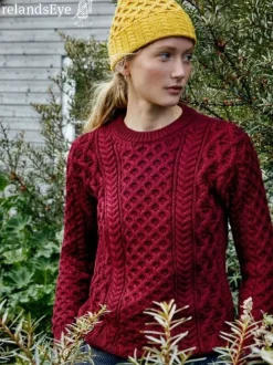Unisex Heavyweight Aran Sweater Claret