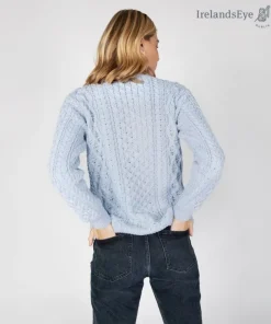 Unisex Heavyweight Aran Sweater Ice Blue