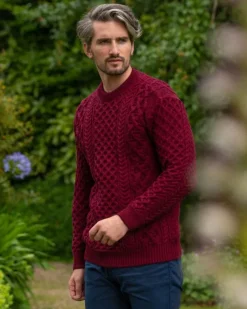 Unisex Heavyweight Aran Sweater Claret