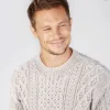Unisex Heavyweight Aran Sweater - Silver Marl