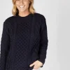 Unisex Heavyweight Aran Sweater Navy Marl