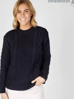 Unisex Heavyweight Aran Sweater Navy Marl