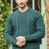 Unisex Heavyweight Aran Sweater Evergreen