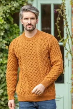 Unisex Heavyweight Aran Sweater - Golden Ochre