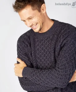Unisex Heavyweight Aran Sweater - Navy Marl