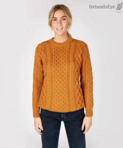 Unisex Heavyweight Aran Sweater Golden Ochre