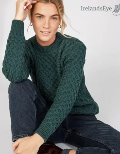Unisex Heavyweight Aran Sweater - Evergreen