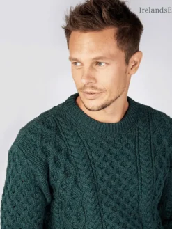 Unisex Heavyweight Aran Sweater Evergreen