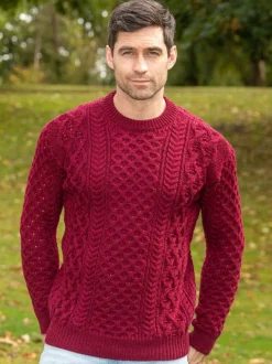 Unisex Heavyweight Aran Sweater Claret