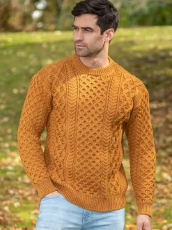 Unisex Heavyweight Aran Sweater - Golden Ochre