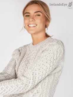Unisex Heavyweight Aran Sweater Silver Marl