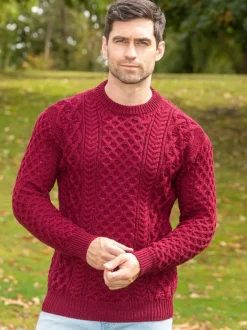 Unisex Heavyweight Aran Sweater Claret