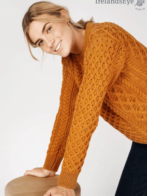Unisex Heavyweight Aran Sweater Golden Ochre